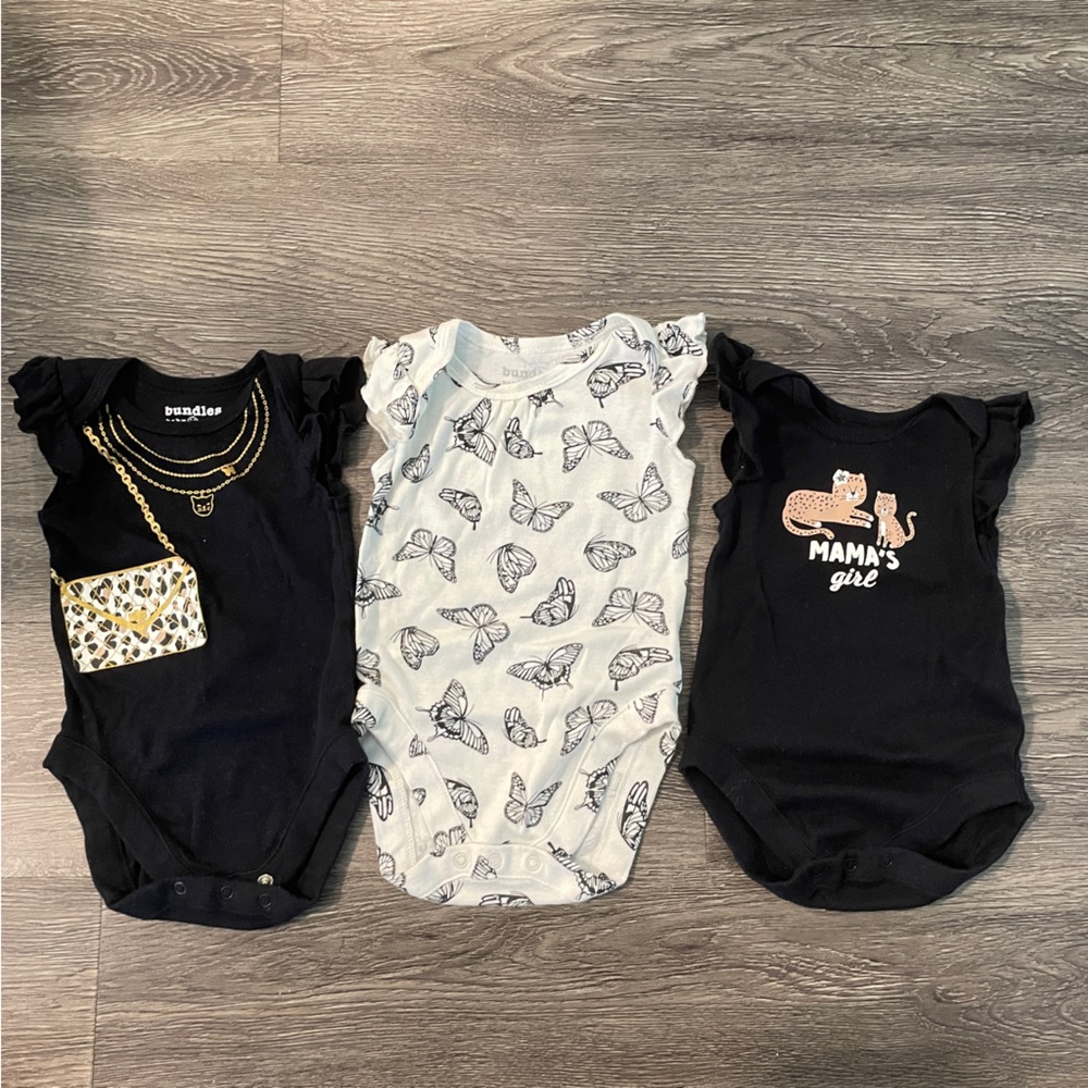 3pk of 3-6M Cheetah Onesies